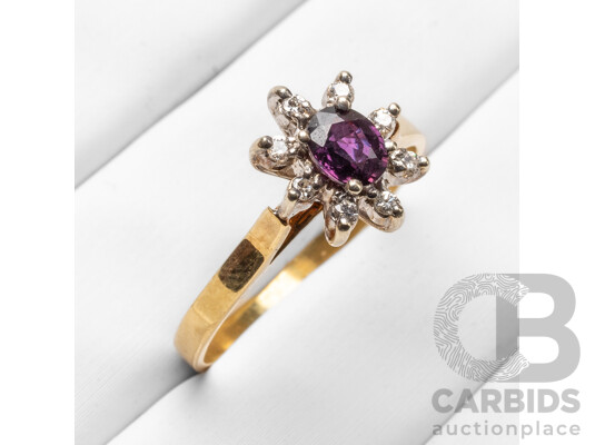 18ct Yellow/White Gold Sapphire & Diamond Engagement Ring - Size R.5