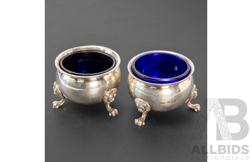 Pair of Vintage Sterling Silver Salt Cauldrons