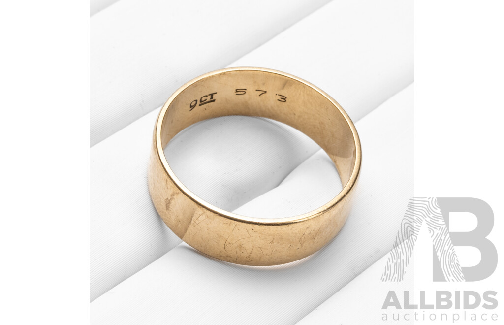 9ct Yellow Gold Wide Wedder - Size R
