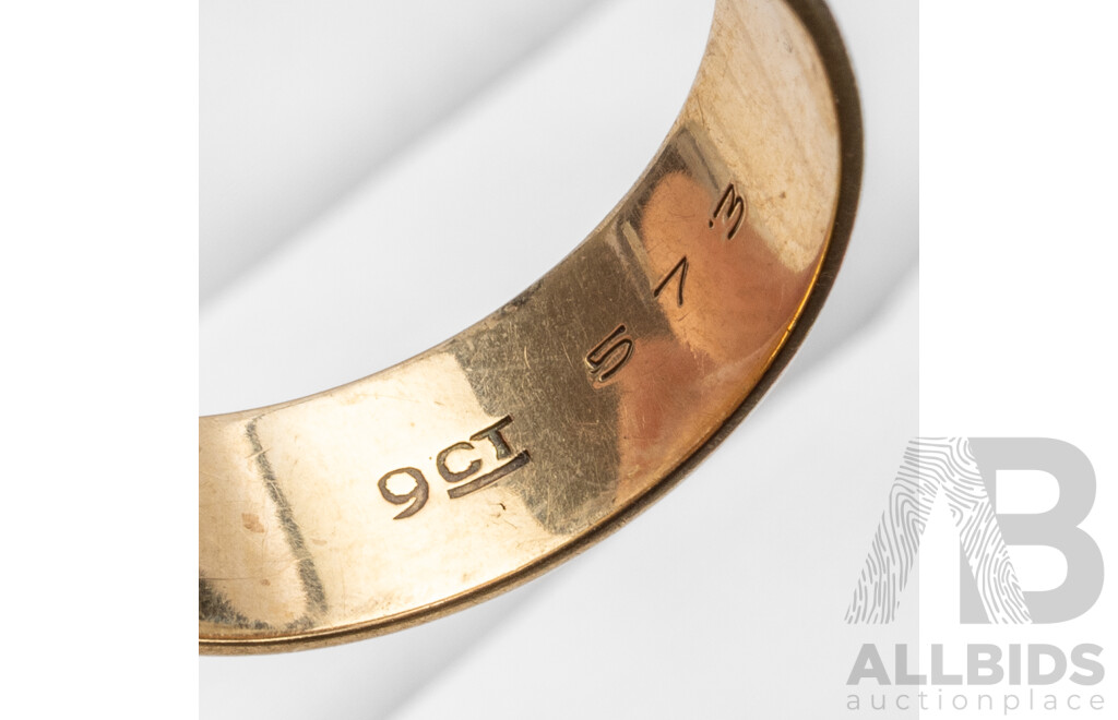 9ct Yellow Gold Wide Wedder - Size R