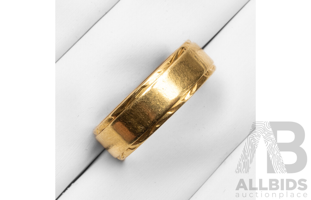 18ct Yellow Gold Wide Wedder - Size P.5