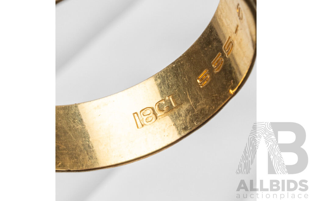 18ct Yellow Gold Wide Wedder - Size P.5