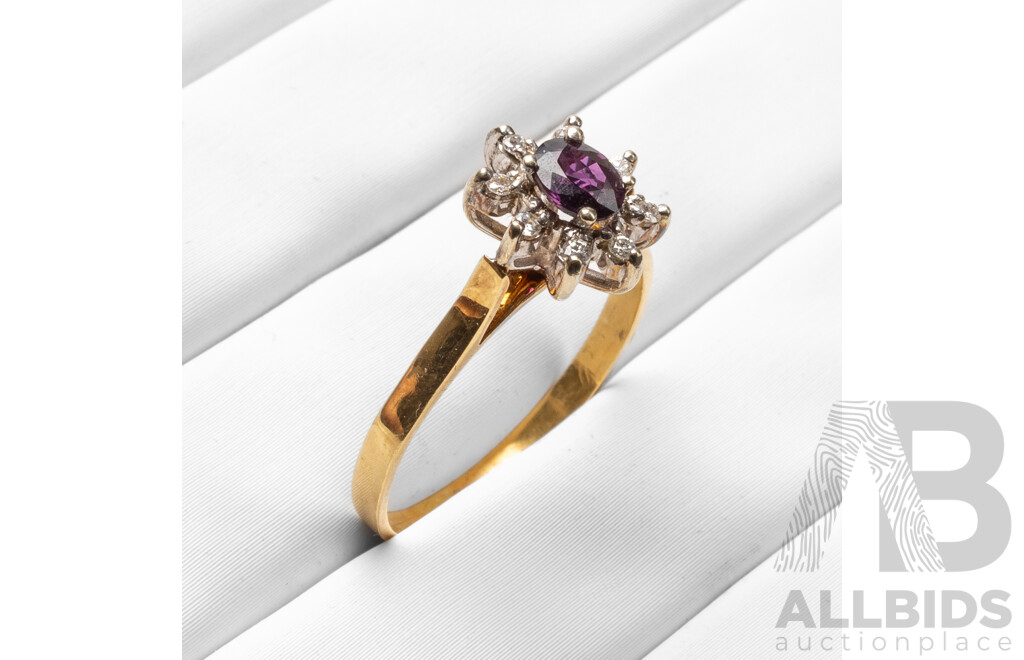 18ct Yellow/White Gold Sapphire & Diamond Engagement Ring - Size R.5