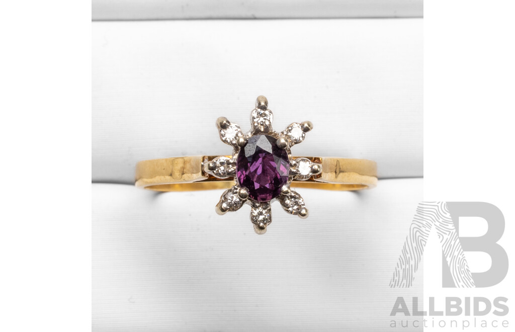 18ct Yellow/White Gold Sapphire & Diamond Engagement Ring - Size R.5
