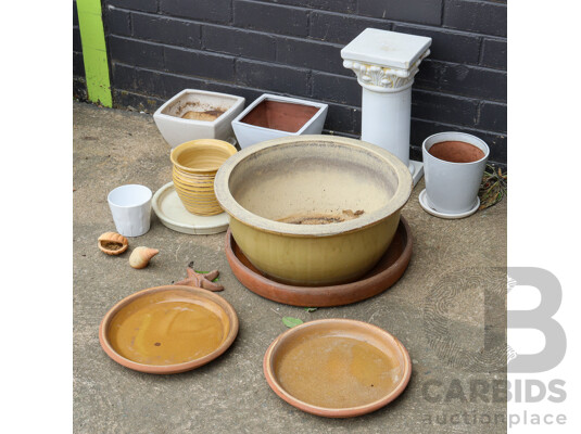 Collection of Garden Pots and Pedestal