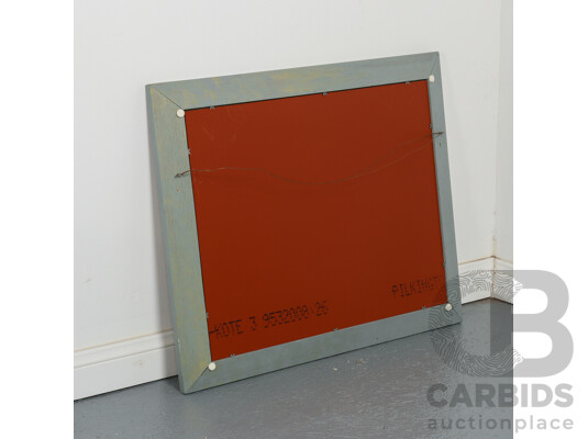 Gold-Flecked Blue-Grey Wooden Framed Contemporary Hanging Mirror, 60H x 72W cm (frame)