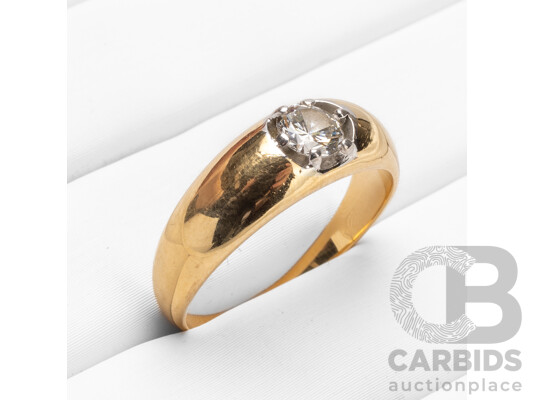 18ct Yellow Gold & Diamond Ring - Size M.5