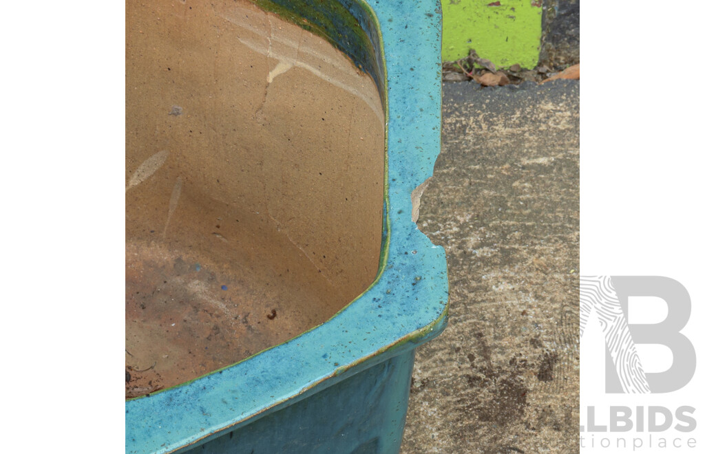 Collection of Turquoise Ceramic Garden Pots