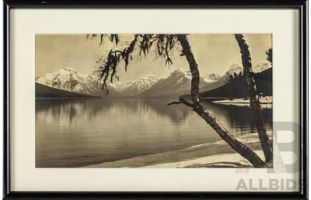 T.J. Hileman (19/20th Centuries, American, 1882-1945), Glacier Park Montana, Reproduction Photograph After Original, 22H x 32W cm (frame)