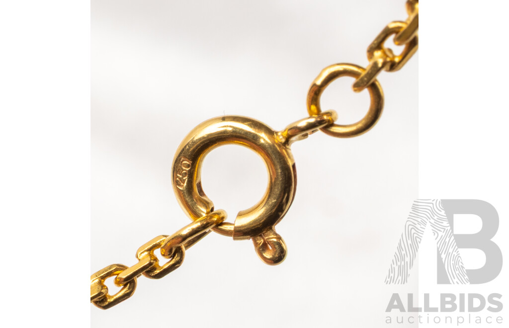 18ct Yellow Gold Necklace & Aquamarine Pendant. Length - 46cms
