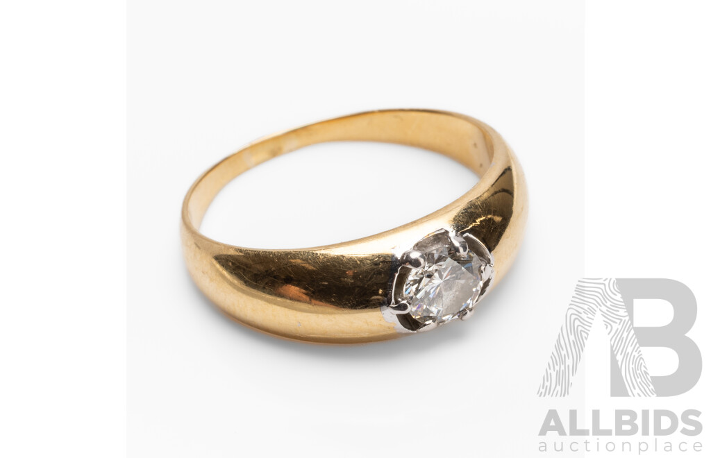 18ct Yellow Gold & Diamond Ring - Size M.5