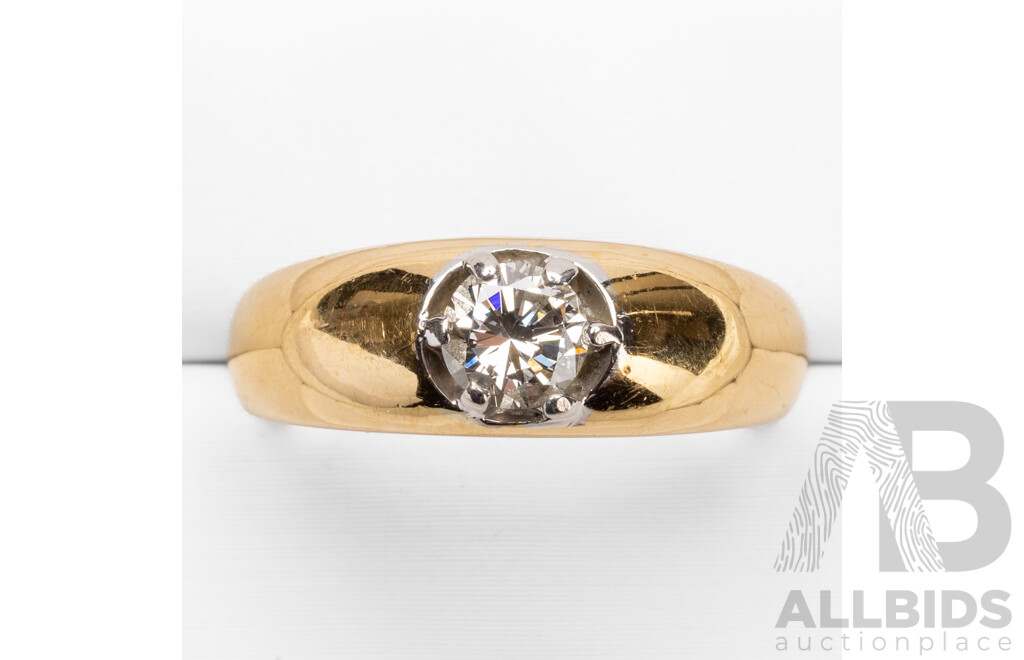 18ct Yellow Gold & Diamond Ring - Size M.5