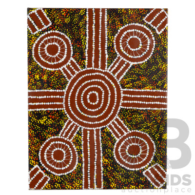 Elizabeth Katakarinja (20th Century, Indigenous-Australian, 1963-), Wild Onions (2010), Original Acrylic on Canvas, 41H x 32W cm