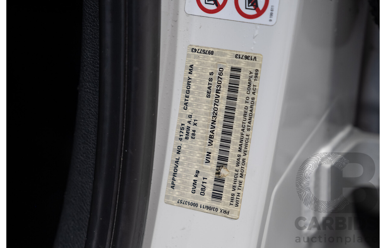 08/2011 BMW X1 sDrive 20d (RWD) E84 MY11 4d Wagon White Turbo Diesel 2.0L