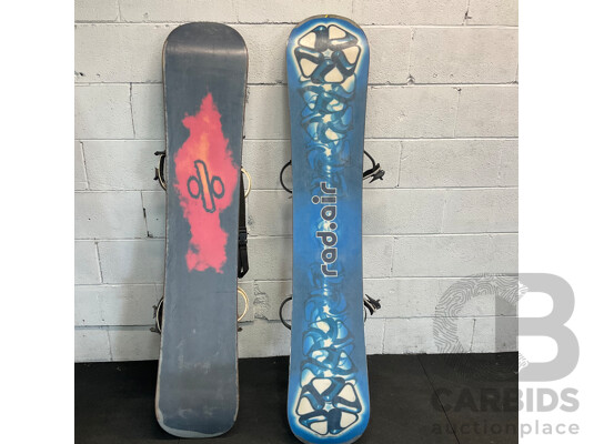 Vintage Snowboards (RAD - AIR INDIVIDUAL & DIVISION PETER LINE GWAR 150cm) - Lot of 2