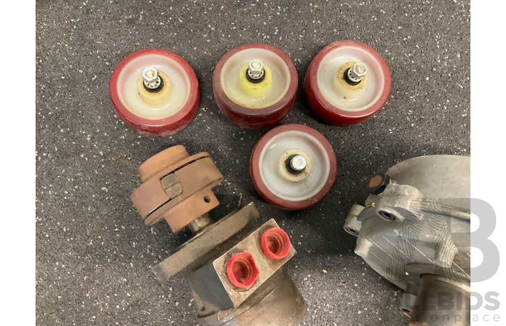 Collection of Hydraulic Agricultural Parts, Including Lamborighini Pump and Geardbox Assembly