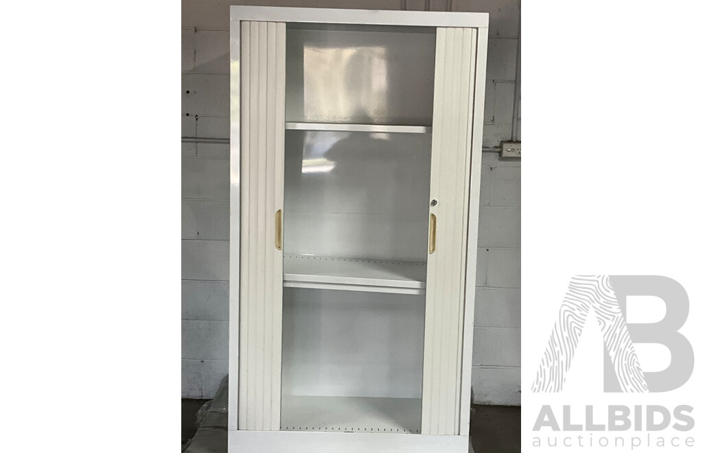 Tambour Door Office Storge Cupboard (89cm X165cm X45cm) - Lot of 2