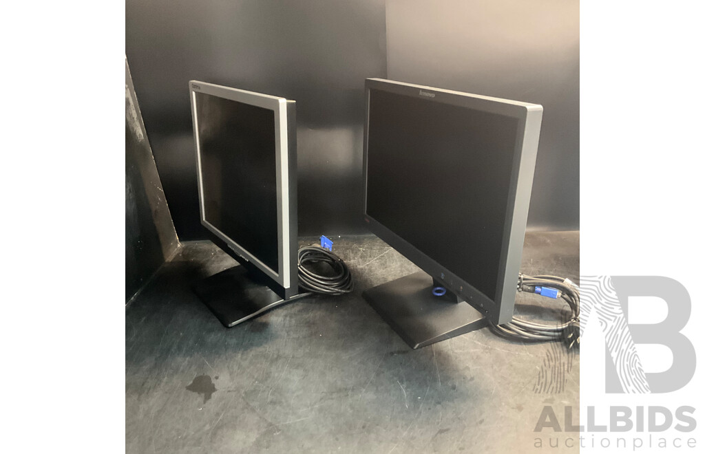 LENOVO ThinkVision (LT1952pwD) LED Monitor & OPTIMA 912107 17'' Monitor - Lot of 2
