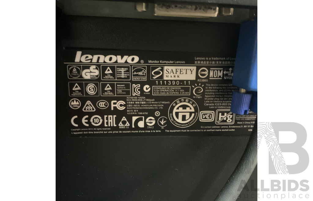 LENOVO ThinkVision (LT1952pwD) LED Monitor & OPTIMA 912107 17'' Monitor - Lot of 2