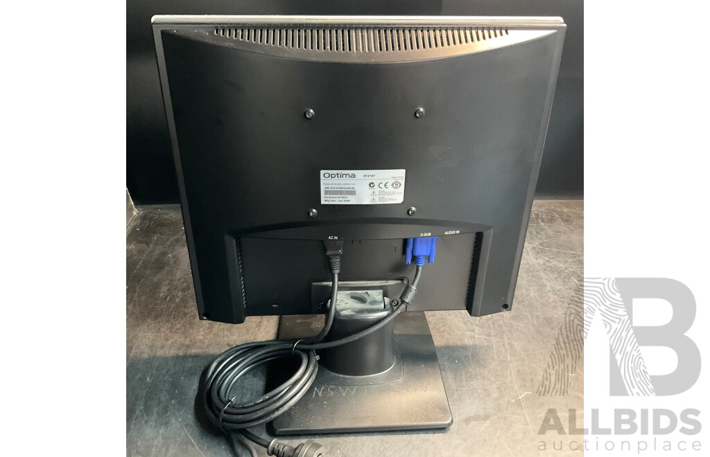 LENOVO ThinkVision (LT1952pwD) LED Monitor & OPTIMA 912107 17'' Monitor - Lot of 2