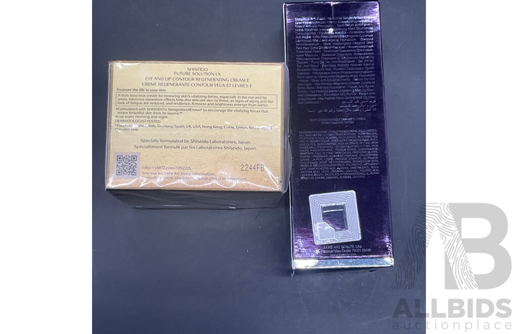 By TERRY Terrybly Densiliss Foundation 30ml and SHISEIDO Ginza Tokyo Future Solution LX Eye and Lip Contour Regenarating Cream 17ml - Lot of 2