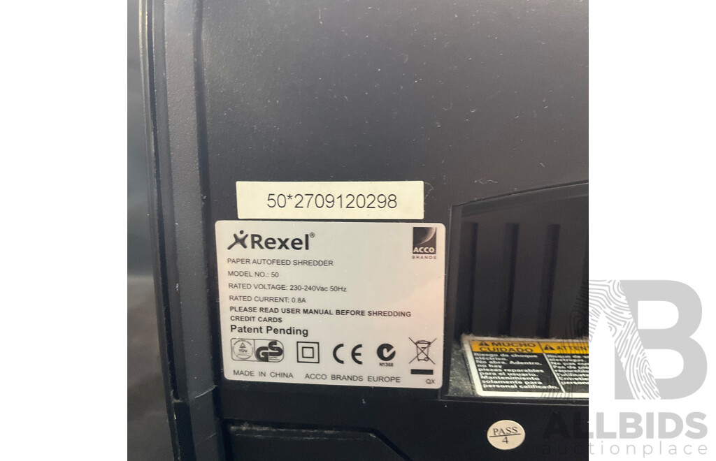 REXEL Paper AutoFeed Shredder ( No. 50. )