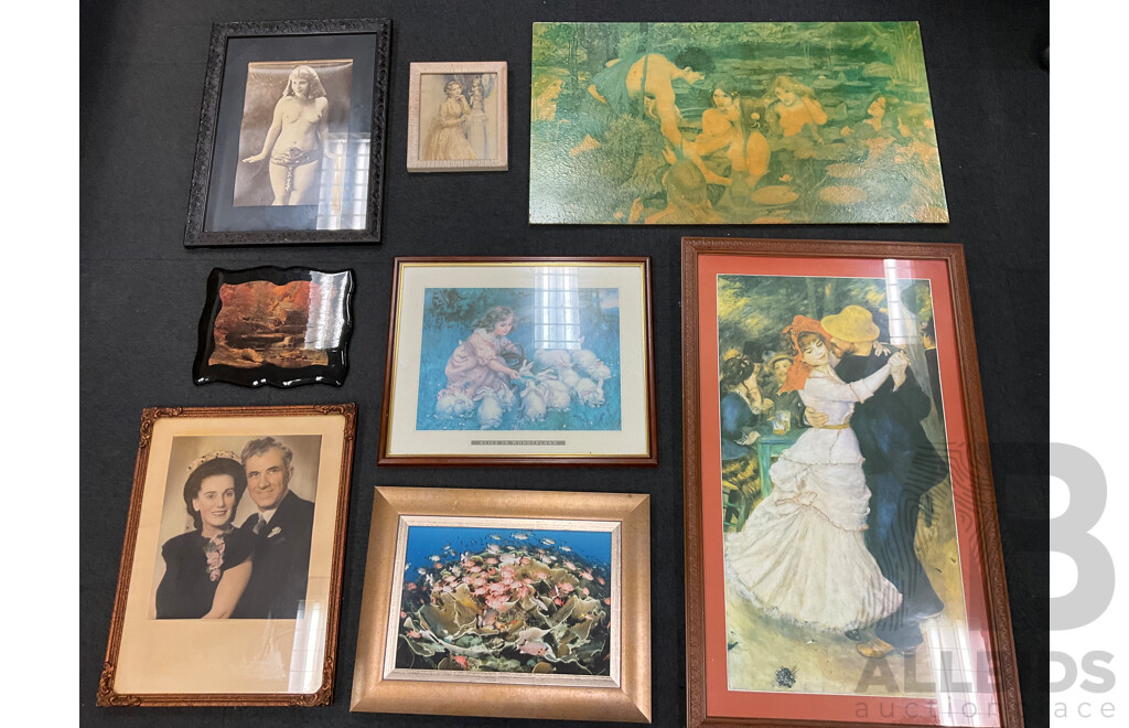 Assorted Framed Prints, Including Renoir Dance in Bougival, Alice in Wonderland and More - Lot of 8