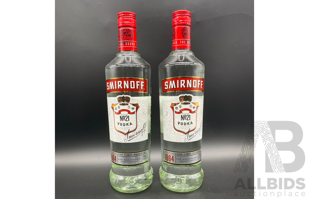 SMIRNOFF Vodka 700ml - Lot of 2