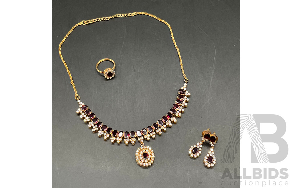 Floral Necklace, Ring & Earring Set