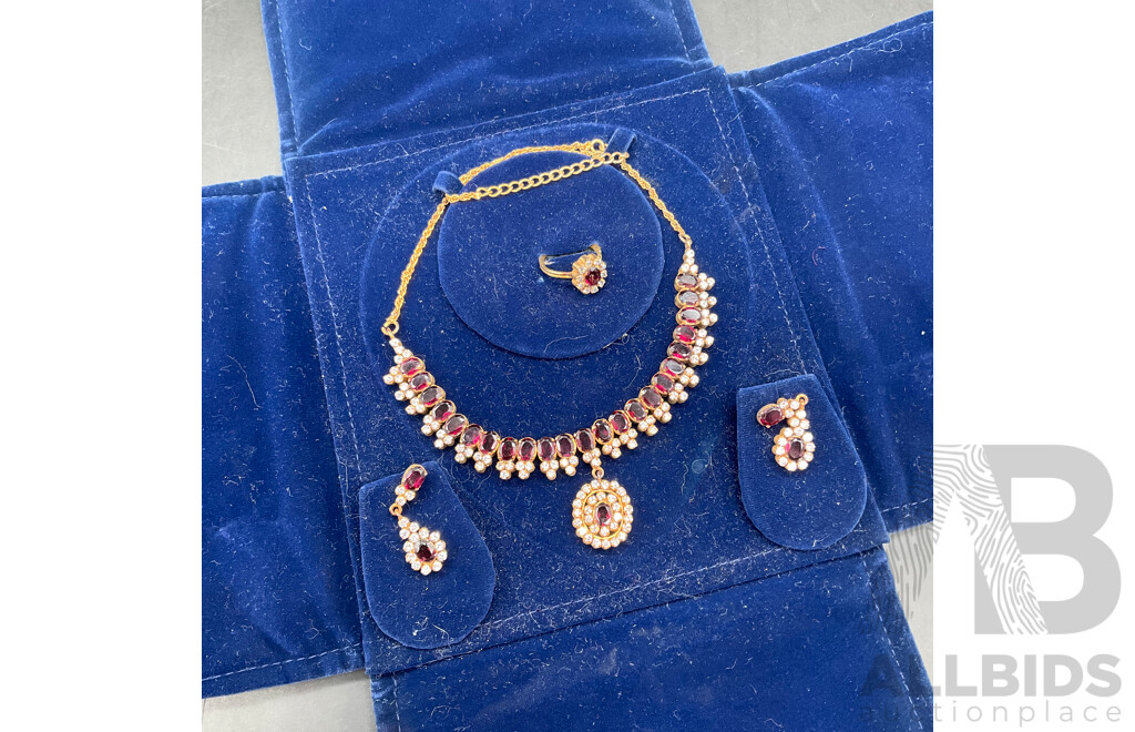 Floral Necklace, Ring & Earring Set