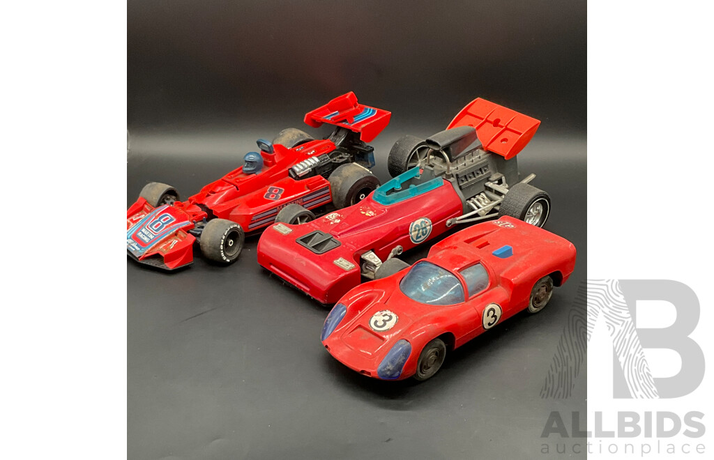 Vintage Plastic Toy Race Cars, Including TONKA and Others - Lot of 3