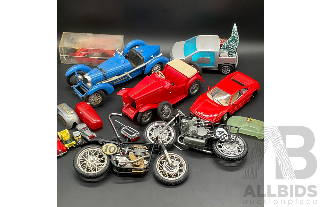 Vintage Plastic and Die-Cast Toy Vehicles, Including BURAGO, FORD MOTOR COMPANY, Chrismas Ornament and Others