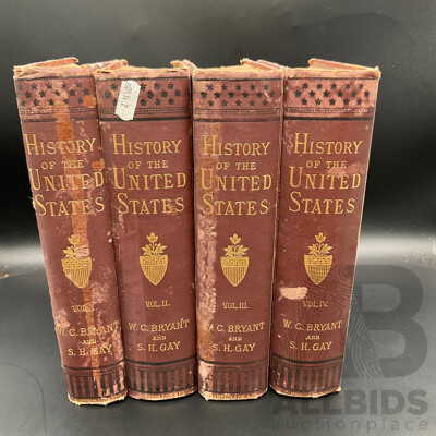 History of The United States, Vol. I to IV, by W.C.Bryant and S.H. Gay - Lot of 4