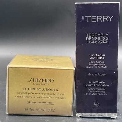 By TERRY Terrybly Densiliss Foundation 30ml and SHISEIDO Ginza Tokyo Future Solution LX Eye and Lip Contour Regenarating Cream 17ml - Lot of 2