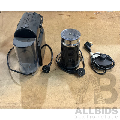 NESPRESSO (INISSIA) Capsule Machine & AEROCCINO3 Black Milk Frother
