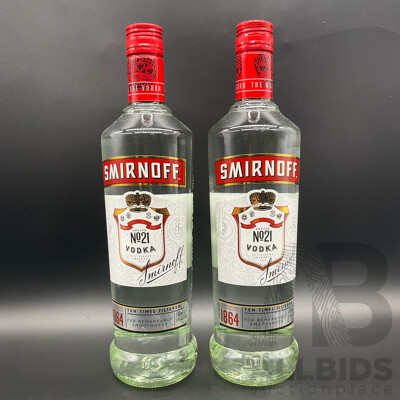SMIRNOFF Vodka 700ml - Lot of 2