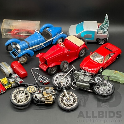 Vintage Plastic and Die-Cast Toy Vehicles, Including BURAGO, FORD MOTOR COMPANY, Chrismas Ornament and Others