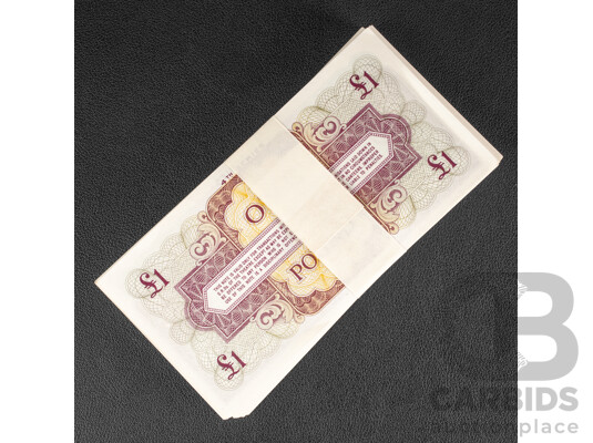 One Hundred British Armed Forces 1962 UNC One Pound Banknotes, Consecutive K2 426201 - K2 426300