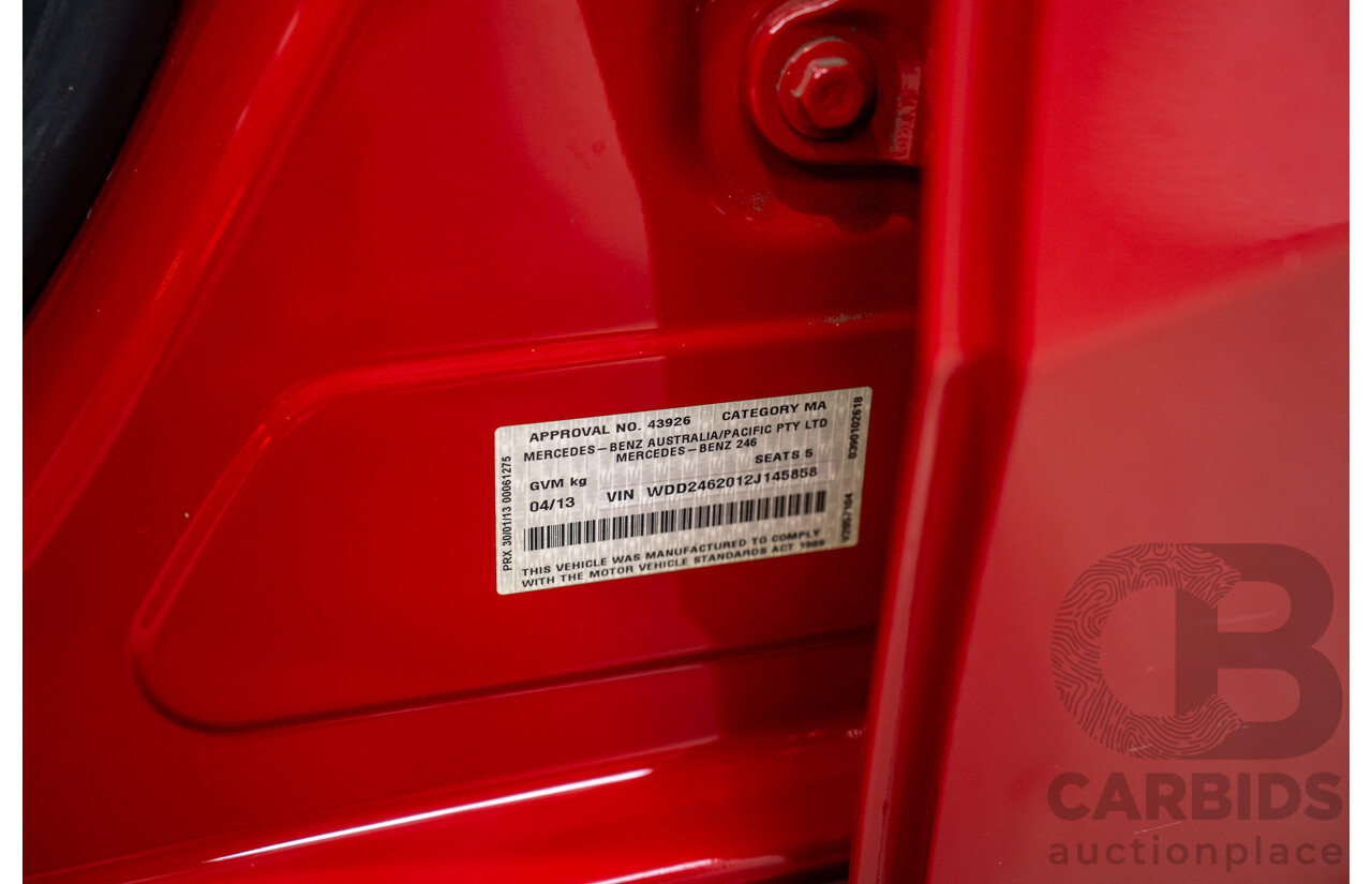 04/2013 Mercedes-Benz B200 CDI BE 246 MY13 5d Hatchback Red Turbo Diesel 1.8L