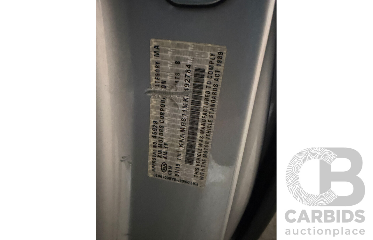 01/2019 Kia Carnival S YP PE MY19 4d Wagon Silver 3.3L
