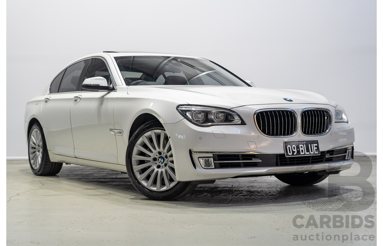 09/2013 BMW 740i F01 MY14 4d Sedan Mineral White Metallic Turbo 3.0L