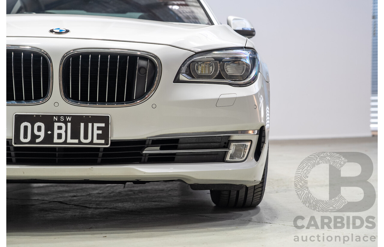 09/2013 BMW 740i F01 MY14 4d Sedan Mineral White Metallic Turbo 3.0L