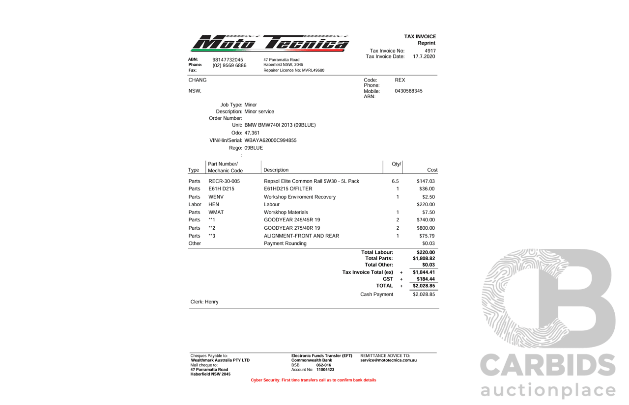 09/2013 BMW 740i F01 MY14 4d Sedan Mineral White Metallic Turbo 3.0L