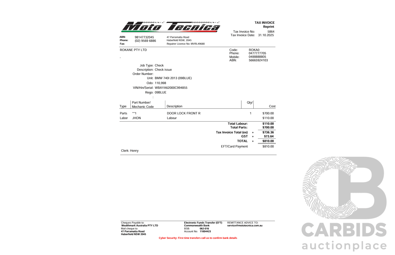 09/2013 BMW 740i F01 MY14 4d Sedan Mineral White Metallic Turbo 3.0L