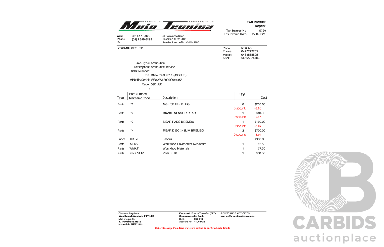 09/2013 BMW 740i F01 MY14 4d Sedan Mineral White Metallic Turbo 3.0L
