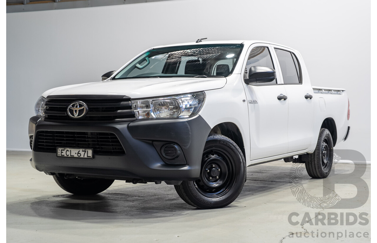 05/2019 Toyota Hilux Workmate TGN121R MY19 Double Cab P/Up White 2.7L