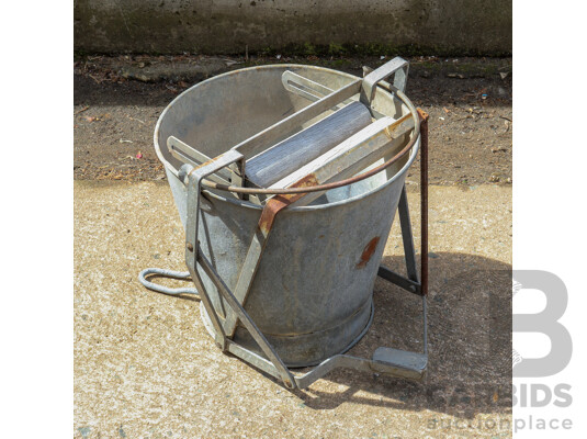 Vintage Galvanized Metal Mop Bucket
