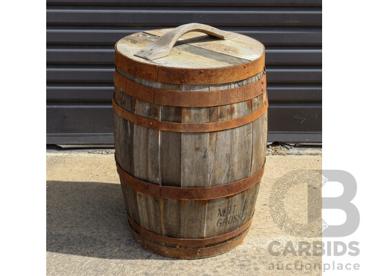Vintage Wooden Oak Barrel