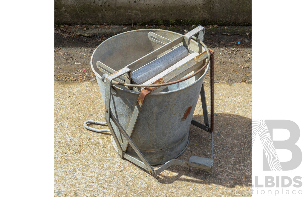 Vintage Galvanized Metal Mop Bucket
