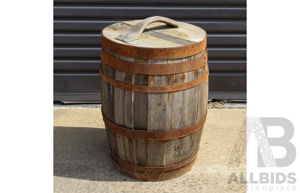 Vintage Wooden Oak Barrel